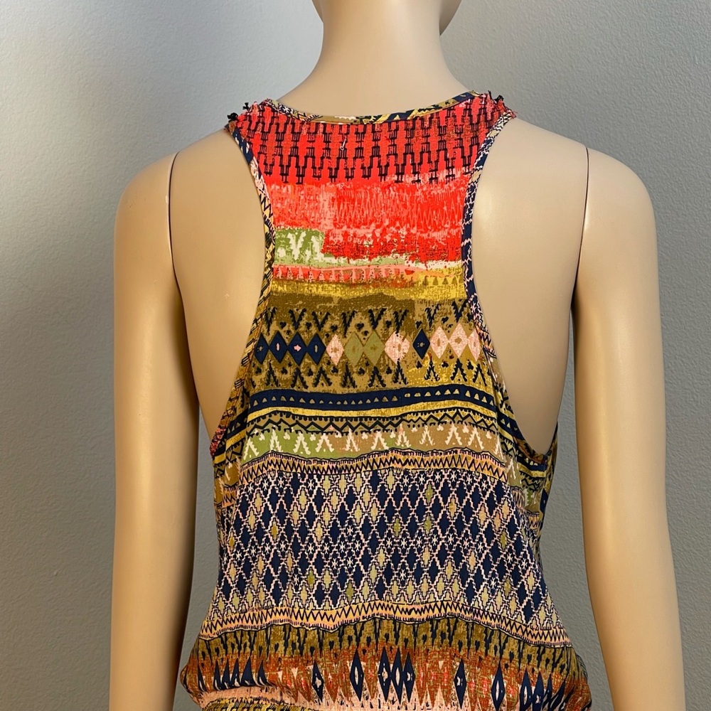 Line Dot Colorful Patterned Maxi Dress size Medium - Picture 7 of 10